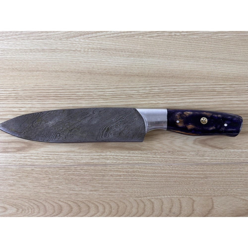 Cutlery Salvation Damascus Steel Chef Knife Full Tang Purple Handle 11.75"